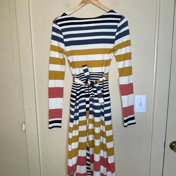 Soft Cotton  Striped Multicolor Long Sleeve Dress - Picture 3 of 10